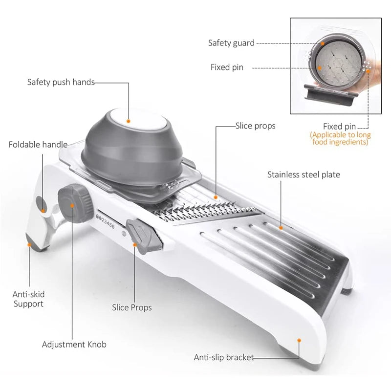 LMETJMA Ultra Sharp Mandoline Slicer Upgraded Vegetable Slicer Kitchen Adjustable Thickness Food Cutter Slicer Dicer KC0450
