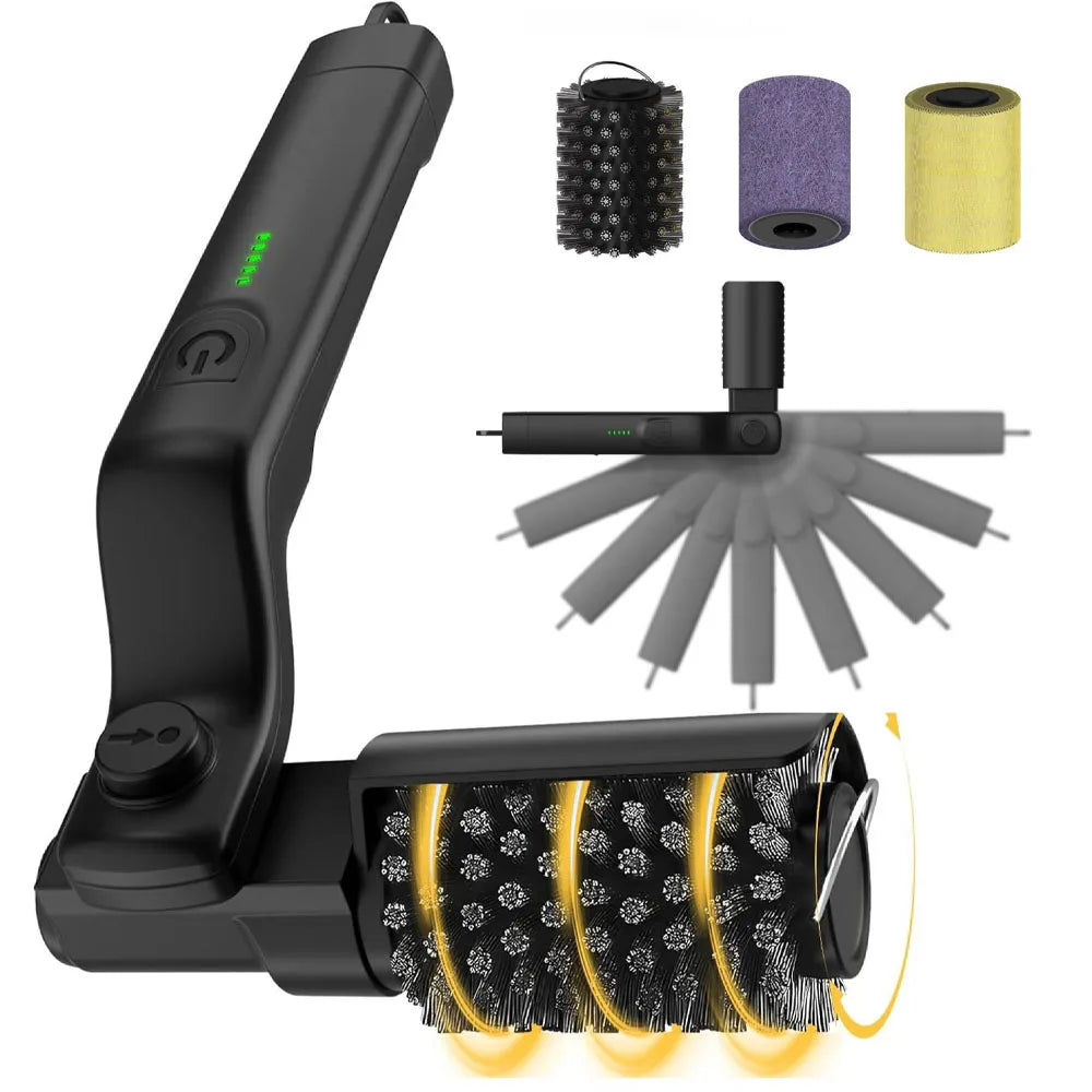 Cordless Electric Grill Brush, 2 in 1 Rechargeable BBQ Grill Cleaner Spin Scrubber with 360° Rotating Cleaning for Grill