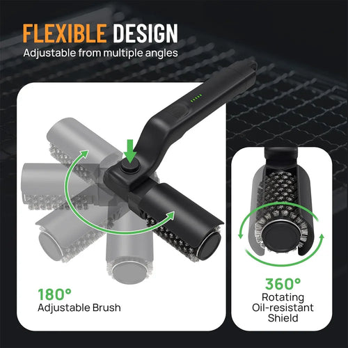 Cordless Electric Grill Brush, 2 in 1 Rechargeable BBQ Grill Cleaner Spin Scrubber with 360° Rotating Cleaning for Grill